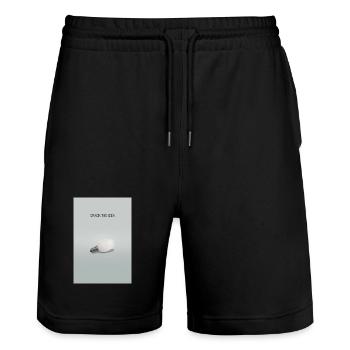 Craque l’idée : design minimaliste d’affiche - Short de jogging bio TRAINER Stanley/Stella unisexe - noir - Devant - Nik (191cm) & Marisol (170cm)