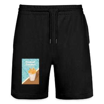 Freibad Pommes Sommer 90s Retro Design - Stanley/Stella Unisex Bio Joggingshorts Trainer  - Schwarz - Vorne - Nik (191cm) & Marisol (170cm)