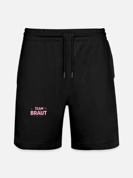Team Braut Pink Herzen - Stanley/Stella Unisex Bio Joggingshorts Trainer - Schwarz