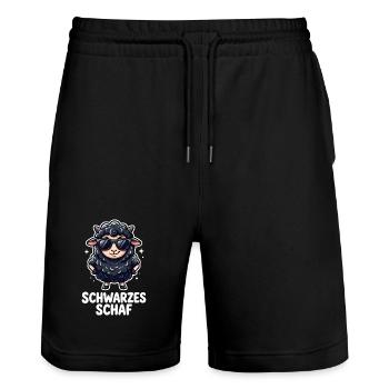 Schwarzes Schaf Lustiges Cooles Motiv - Stanley/Stella Unisex Bio Joggingshorts Trainer  - Schwarz - Vorne - Nik (191cm) & Marisol (170cm)