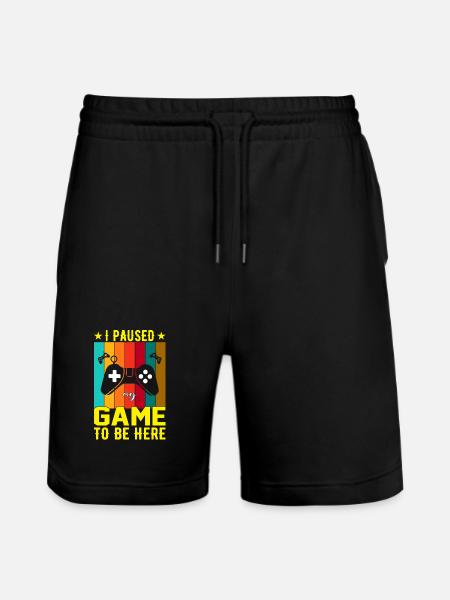 I Paused Game To Be Here - Stanley/Stella Trainer Unisex Organic Jogging Shorts - black