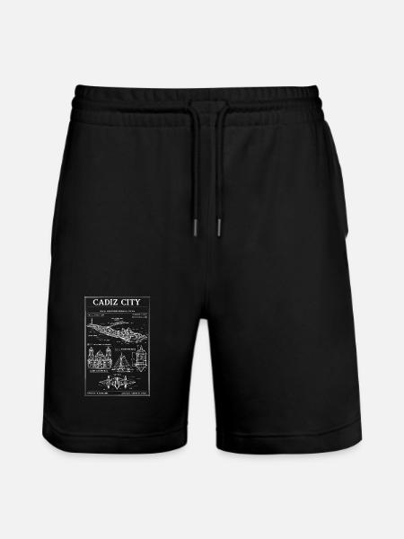 Cadiz City Vintage Nautical Blueprint - Stanley/Stella Trainer Unisex Organic Jogging Shorts - black