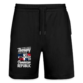 Dominican Republic Flag Dom Rep Pride - Stanley/Stella Trainer Unisex Organic Jogging Shorts - black - Front - Nik (191cm) & Marisol (170cm)