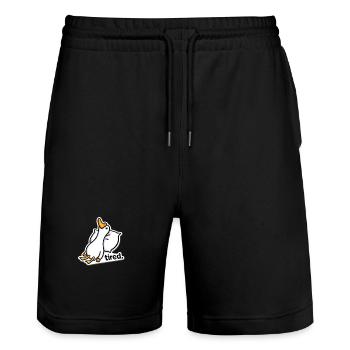 Geese Sticker - Stanley/Stella Trainer Unisex Organic Jogging Shorts - black - Front - Nik (191cm) & Marisol (170cm)