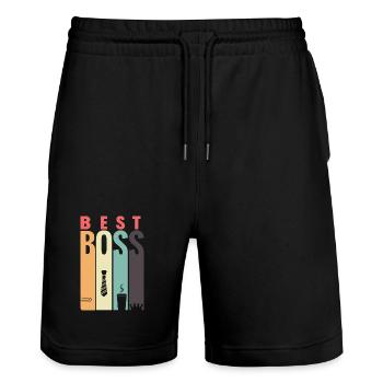 Le meilleur manager de tous les temps PDG Hommes Femmes - Short de jogging bio TRAINER Stanley/Stella unisexe - noir - Devant - Nik (191cm) & Marisol (170cm)