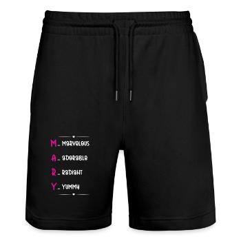 Mary Name Akrostichon - Stanley/Stella Unisex Bio Joggingshorts Trainer  - Schwarz - Vorne - Nik (191cm) & Marisol (170cm)