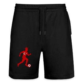 Fussballer Türkei - Stanley/Stella Unisex Bio Joggingshorts Trainer  - Schwarz - Vorne - Nik (191cm) & Marisol (170cm)