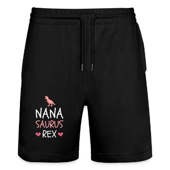Nanasaurus Rex Cute Nana Dinosaur Grandma Mother's - Stanley/Stella Trainer Unisex Organic Jogging Shorts - black - Front - Nik (191cm) & Marisol (170cm)
