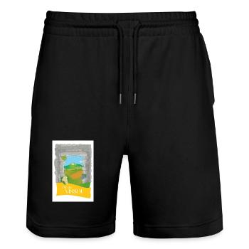 Illustration du Pic de Vissou | terragrafika® - Short de jogging bio TRAINER Stanley/Stella unisexe - noir - Devant - Nik (191cm) & Marisol (170cm)