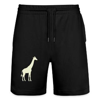 giraffe_silhouette- - Stanley/Stella Unisex Bio Joggingshorts Trainer  - Schwarz - Vorne - Nik (191cm) & Marisol (170cm)