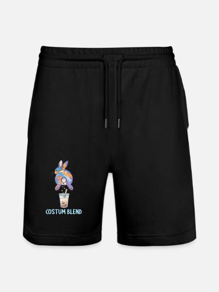 Cute Bunny Funny Boba Bubble Tea - Stanley/Stella Trainer Unisex Organic Jogging Shorts - black