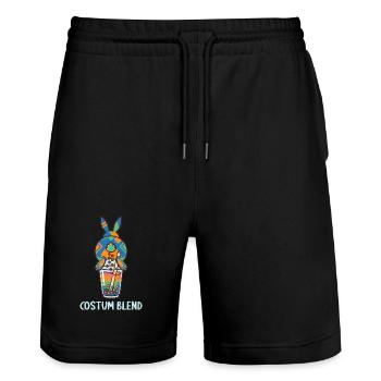 Bubble Tea Boba Drôle de Lapin mignon - Short de jogging bio TRAINER Stanley/Stella unisexe - noir - Devant - Nik (191cm) & Marisol (170cm)