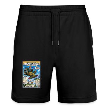 Der Snowboarder – nur noch ein Trick - Stanley/Stella Unisex Bio Joggingshorts Trainer  - Schwarz - Vorne - Nik (191cm) & Marisol (170cm)
