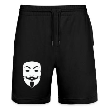 Anonymus_Maske - Stanley/Stella Trainer Unisex Organic Jogging Shorts - black - Front - Nik (191cm) & Marisol (170cm)