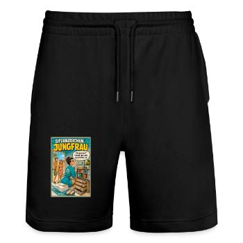 SternzeichenJungfrau - Ordnung trifft Urlaubshumor - Stanley/Stella Unisex Bio Joggingshorts Trainer  - Schwarz - Vorne - Nik (191cm) & Marisol (170cm)