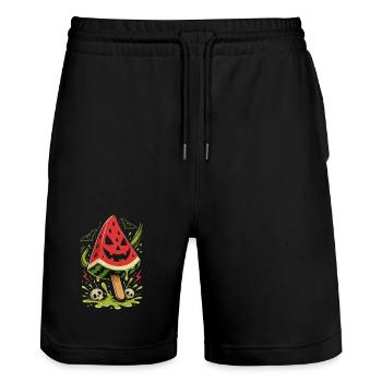 Halloween Sommer Melone - Stanley/Stella Unisex Bio Joggingshorts Trainer  - Schwarz - Vorne - Nik (191cm) & Marisol (170cm)