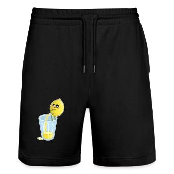 Zitrone macht Saft – Lustiger Cartoon - Stanley/Stella Unisex Bio Joggingshorts Trainer  - Schwarz - Vorne - Nik (191cm) & Marisol (170cm)