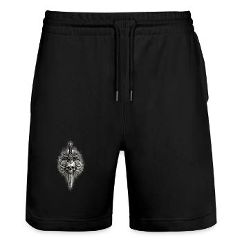 Skull Rose Dagger Gotische Grafik - Stanley/Stella Unisex Bio Joggingshorts Trainer  - Schwarz - Vorne - Nik (191cm) & Marisol (170cm)