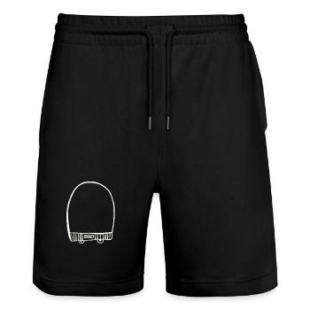White cap - Stanley/Stella Trainer Unisex Organic Jogging Shorts - black - Front - Nik (191cm) & Marisol (170cm)