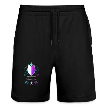 Antimatter Kitten - Stanley/Stella Trainer Unisex Organic Jogging Shorts - black - Front - Nik (191cm) & Marisol (170cm)