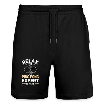 Table Tennis Ping Pong Table Tennis Player Gift - Stanley/Stella Trainer Unisex Organic Jogging Shorts - black - Front - Nik (191cm) & Marisol (170cm)