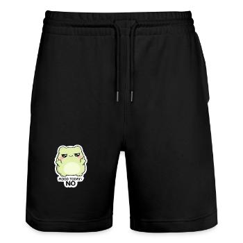 Mood Today: No – Green Kawaii Creature - Stanley/Stella Trainer Unisex Organic Jogging Shorts - black - Front - Nik (191cm) & Marisol (170cm)