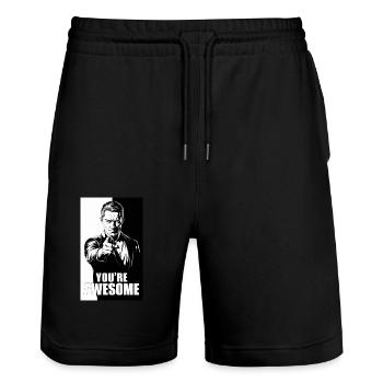 You‘re Awesome - Stanley/Stella Unisex Bio Joggingshorts Trainer  - Schwarz - Vorne - Nik (191cm) & Marisol (170cm)