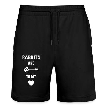 Kaninchen sind der Schlüssel zu meinem Herzen - Stanley/Stella Unisex Bio Joggingshorts Trainer  - Schwarz - Vorne - Nik (191cm) & Marisol (170cm)