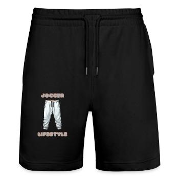 Jogger Lifestyle - Stanley/Stella Unisex Bio Joggingshorts Trainer  - Schwarz - Vorne - Nik (191cm) & Marisol (170cm)