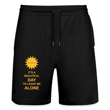 leave me alone day - Stanley/Stella Unisex Bio Joggingshorts Trainer  - Schwarz - Vorne - Nik (191cm) & Marisol (170cm)
