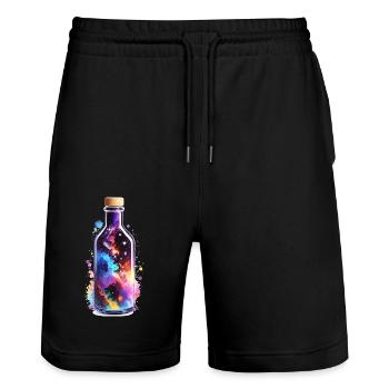 Bouteille spatiale - Short de jogging bio TRAINER Stanley/Stella unisexe - noir - Devant - Nik (191cm) & Marisol (170cm)