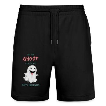 Halloween Ghost Boo - Stanley/Stella Unisex Bio Joggingshorts Trainer  - Schwarz - Vorne - Nik (191cm) & Marisol (170cm)