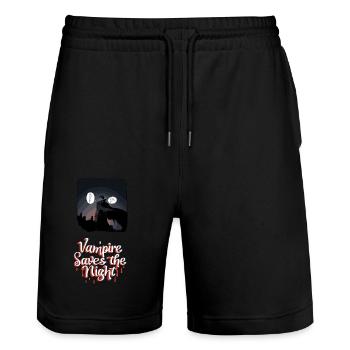 Comic Cutout Style - Vampire Saves the Night - Stanley/Stella Trainer Unisex Organic Jogging Shorts - black - Front - Nik (191cm) & Marisol (170cm)