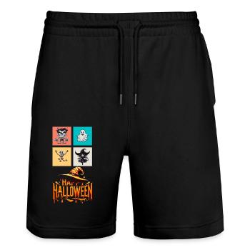 Dance of halloween: A Colorful Ensemble - Stanley/Stella Trainer Unisex Organic Jogging Shorts - black - Front - Nik (191cm) & Marisol (170cm)