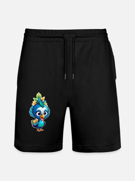 Cute Little Peacock - Stanley/Stella Trainer Unisex Organic Jogging Shorts - black