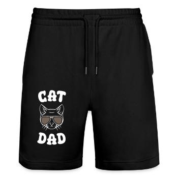 Cat Dad - Stanley/Stella Trainer Unisex Organic Jogging Shorts - black - Front - Nik (191cm) & Marisol (170cm)