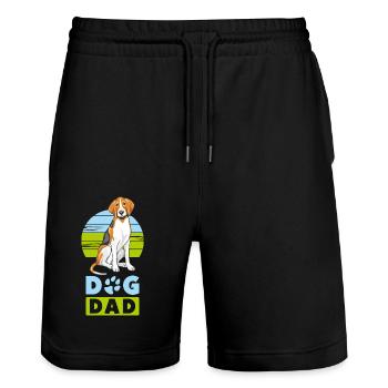 Foxhound Hund Papa - Stanley/Stella Unisex Bio Joggingshorts Trainer  - Schwarz - Vorne - Nik (191cm) & Marisol (170cm)