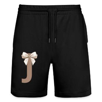 Buchstabe J Knoten - Stanley/Stella Unisex Bio Joggingshorts Trainer  - Schwarz - Vorne - Nik (191cm) & Marisol (170cm)