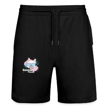 Bouledogue français Frenchie de l’été - Short de jogging bio TRAINER Stanley/Stella unisexe - noir - Devant - Nik (191cm) & Marisol (170cm)