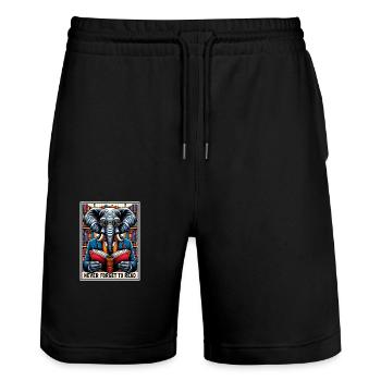 Do not Forget to Read - Stanley/Stella Trainer Unisex Organic Jogging Shorts - black - Front - Nik (191cm) & Marisol (170cm)