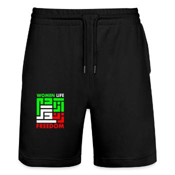 Women life freedom - Stanley/Stella Unisex Bio Joggingshorts Trainer  - Schwarz - Vorne - Nik (191cm) & Marisol (170cm)