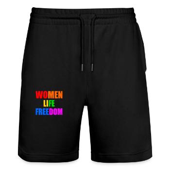 WOMEN LIFE FREEDOM - Stanley/Stella Unisex Bio Joggingshorts Trainer  - Schwarz - Vorne - Nik (191cm) & Marisol (170cm)