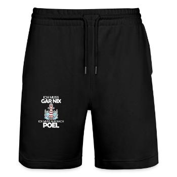 Poel Ostsee Urlaub Anker - Stanley/Stella Unisex Bio Joggingshorts Trainer  - Schwarz - Vorne - Nik (191cm) & Marisol (170cm)