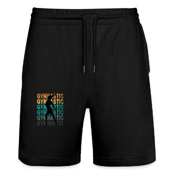 Gymnastics für eine Turnerin Bodenturnerin - Stanley/Stella Unisex Bio Joggingshorts Trainer  - Schwarz - Vorne - Nik (191cm) & Marisol (170cm)