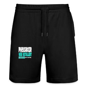 Physiker wird installiert - Stanley/Stella Unisex Bio Joggingshorts Trainer  - Schwarz - Vorne - Nik (191cm) & Marisol (170cm)
