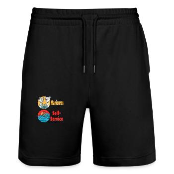 Katzen Krallen Schneiden Maniküre - Stanley/Stella Unisex Bio Joggingshorts Trainer  - Schwarz - Vorne - Nik (191cm) & Marisol (170cm)