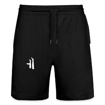 Koreansisch Buchstabe E - Stanley/Stella Unisex Bio Joggingshorts Trainer  - Schwarz - Vorne - Nik (191cm) & Marisol (170cm)