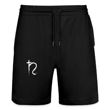 Saturn Astrologie Symbol - Stanley/Stella Unisex Bio Joggingshorts Trainer  - Schwarz - Vorne - Nik (191cm) & Marisol (170cm)