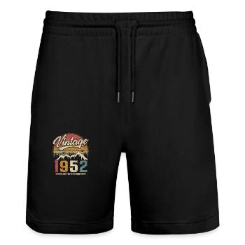 Vintage 1952 Limited Edition Geburtstagsgeschenk - Stanley/Stella Unisex Bio Joggingshorts Trainer  - Schwarz - Vorne - Nik (191cm) & Marisol (170cm)