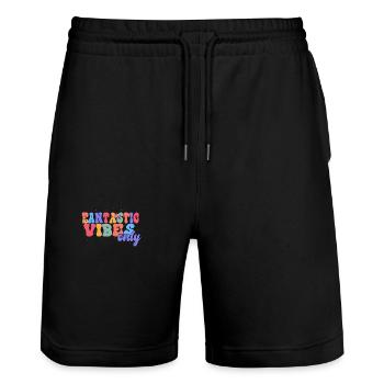 Fantastic Vibes Nur Florist Botanical Flower - Stanley/Stella Unisex Bio Joggingshorts Trainer  - Schwarz - Vorne - Nik (191cm) & Marisol (170cm)